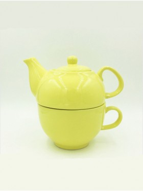 SET OF Porcelain Teapot & Tea Cup in Orange Teapot 450ml & Cup 300ml